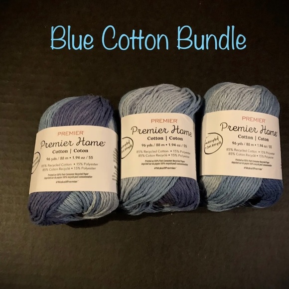 3 Skeins - Premier Multi Blue Colored Cotton Yarn - Picture 1 of 4